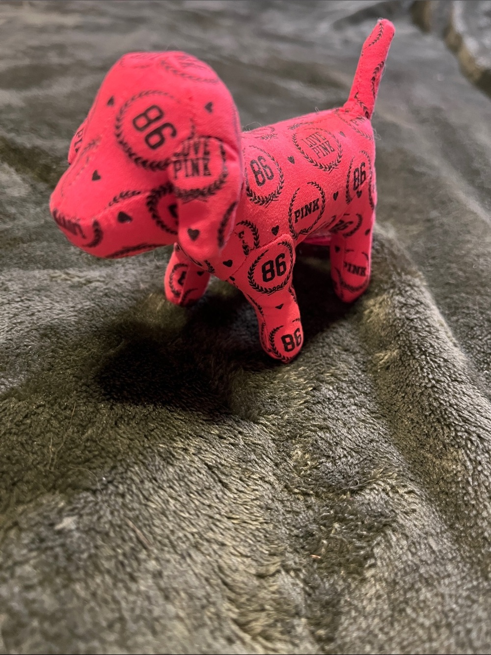 PINK Victoria's Secret Hot Pink Logo Plush Dog Figure
